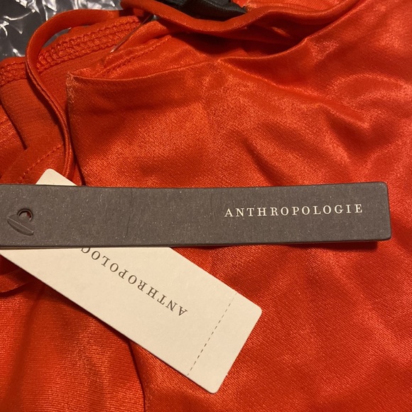 ANTHROPOLOGIE MINI SLIP DRESS ORANGE CUTOUT SIZE 12 - Picture 9 of 13